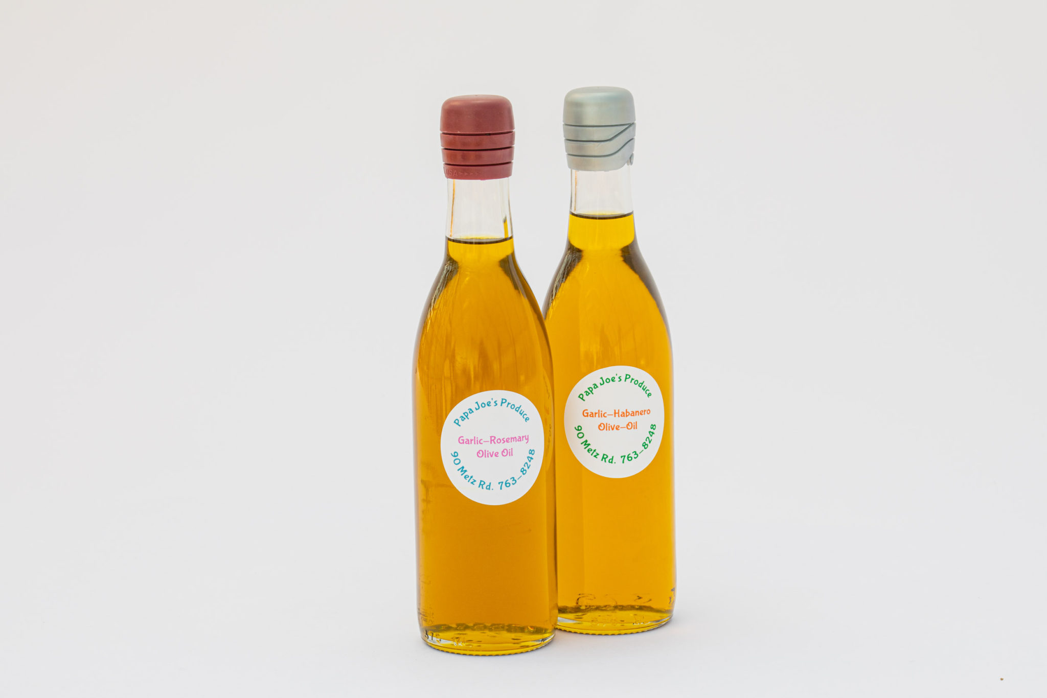 Infused olive oils - rosemary garlic and garlic habanero